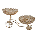 Maxbell Glass Serving Tray Dried Fruit Bowl Holders Decorative for Centerpiece Amber Feather