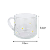 Maxbell Glass Coffee Cup Teacup Tea Mug with Handle Milk Mug for Yogurt Juice White Flowers