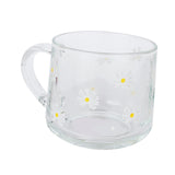 Maxbell Glass Coffee Cup Teacup Tea Mug with Handle Milk Mug for Yogurt Juice White Flowers
