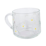 Maxbell Glass Coffee Cup Teacup Tea Mug with Handle Milk Mug for Yogurt Juice White Flowers