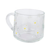 Maxbell Glass Coffee Cup Teacup Tea Mug with Handle Milk Mug for Yogurt Juice White Flowers