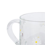 Maxbell Glass Coffee Cup Teacup Tea Mug with Handle Milk Mug for Yogurt Juice White Flowers