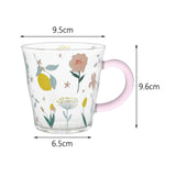 Maxbell Coffee Mugs Glassware Floral Pattern Glass Heat Resistant for Yogurt Travel
