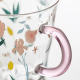 Maxbell Coffee Mugs Glassware Floral Pattern Glass Heat Resistant for Yogurt Travel