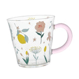 Maxbell Coffee Mugs Glassware Floral Pattern Glass Heat Resistant for Yogurt Travel