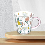 Maxbell Coffee Mugs Glassware Floral Pattern Glass Heat Resistant for Yogurt Travel