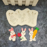 Maxbell 3D Easter Silicone Bunny Molds Bunny DIY Rabbit for Chocolate Cookie Fondant Style C