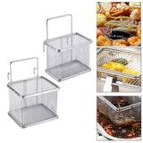Maxbell Stainless Steel Wire Fry Basket with Handle for Restaurant Cooking Tableware S