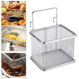 Maxbell Stainless Steel Wire Fry Basket with Handle for Restaurant Cooking Tableware L