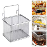 Maxbell Stainless Steel Wire Fry Basket with Handle for Restaurant Cooking Tableware L