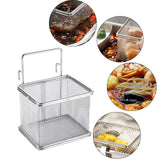 Maxbell Stainless Steel Wire Fry Basket with Handle for Restaurant Cooking Tableware L