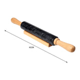 Maxbell Marble Rolling Pin with Wooden Handles and Cradle Save Effort for Bread Black