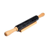 Maxbell Marble Rolling Pin with Wooden Handles and Cradle Save Effort for Bread Black
