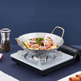 Maxbell Wok Pan Fittings Cookware Durable Soup Pan Binaural Pot for Picnic Home BBQ B
