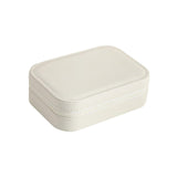 Maxbell Earrings Necklaces Travel Case Holder Double Layer Removable Partition White