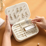 Maxbell Earrings Necklaces Travel Case Holder Double Layer Removable Partition White