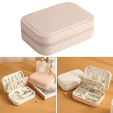 Maxbell Earrings Necklaces Travel Case Holder Double Layer Removable Partition Pink