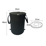 Maxbell Garden Waste Leaves Container Hardshell Bottom Laundry Bag for Fishing Black