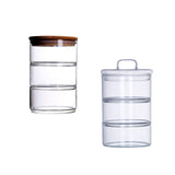 Maxbell Glass Storage Jar Canister Multipurpose for Cookies Refrigerator Dining Room Wood Lid