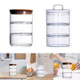 Maxbell Glass Storage Jar Canister Multipurpose for Cookies Refrigerator Dining Room Wood Lid