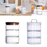 Maxbell Glass Storage Jar Canister Multipurpose for Cookies Refrigerator Dining Room Wood Lid