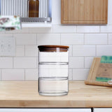 Maxbell Glass Storage Jar Canister Multipurpose for Cookies Refrigerator Dining Room Wood Lid