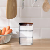 Maxbell Glass Storage Jar Canister Multipurpose for Cookies Refrigerator Dining Room Wood Lid