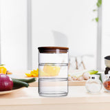 Maxbell Glass Storage Jar Canister Multipurpose for Cookies Refrigerator Dining Room Wood Lid