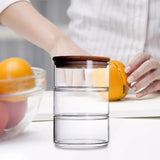 Maxbell Glass Storage Jar Canister Multipurpose for Cookies Refrigerator Dining Room Wood Lid