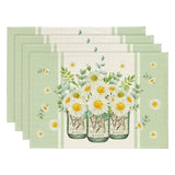 Maxbell Spring Table Runner Portable Floral Pattern for Gathering Party Holiday 4Pcs C