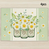 Maxbell Spring Table Runner Portable Floral Pattern for Gathering Party Holiday 4Pcs C