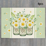 Maxbell Spring Table Runner Portable Floral Pattern for Gathering Party Holiday 4Pcs C