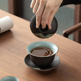 Maxbell Kungfu Gaiwan Ceramic Tea Cup Cover Bowl Tea Mug Teacups Traditional Tea Cup Black
