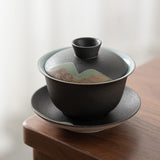 Maxbell Kungfu Gaiwan Ceramic Tea Cup Cover Bowl Tea Mug Teacups Traditional Tea Cup Black