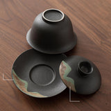 Maxbell Kungfu Gaiwan Ceramic Tea Cup Cover Bowl Tea Mug Teacups Traditional Tea Cup Black