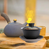 Maxbell Kungfu Gaiwan Ceramic Tea Cup Cover Bowl Tea Mug Teacups Traditional Tea Cup Black