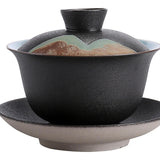 Maxbell Kungfu Gaiwan Ceramic Tea Cup Cover Bowl Tea Mug Teacups Traditional Tea Cup Black