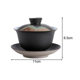 Maxbell Kungfu Gaiwan Ceramic Tea Cup Cover Bowl Tea Mug Teacups Traditional Tea Cup Black