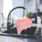 Maxbell Drain Shelf Garbage Storage Basket Elephant Shaped for Household Fruit PInk