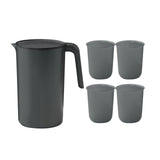 Maxbell 2.5L Water Jug Pitcher and 4 Cups Water Carafe for Camping Picnic Party black
