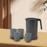Maxbell 2.5L Water Jug Pitcher and 4 Cups Water Carafe for Camping Picnic Party black