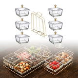 Maxbell Divided Serving Platter Storage Container Multipurpose for Nuts Dessert Home 6 Grids Clear