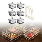 Maxbell Divided Serving Platter Storage Container Multipurpose for Nuts Dessert Home 6 Grids Gray