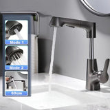 Maxbell Bathroom Sink Faucet with Pull Out Sprayer Kitchen Sink Faucet Gray