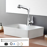 Maxbell Bathroom Sink Faucet with Pull Out Sprayer Kitchen Sink Faucet Argent