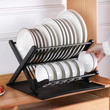 Maxbell Folding Dish Rack Dish Drainer Collapsible Dish Drying Rack for Home Kitchen Black