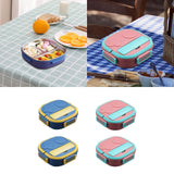 Maxbell Kids Lunch Box Cutlery Storage Reusable Bento Insulated Lunch Box for Picnic blue three grids