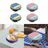 Maxbell Kids Lunch Box Cutlery Storage Reusable Bento Insulated Lunch Box for Picnic blue three grids