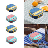 Maxbell Kids Lunch Box Cutlery Storage Reusable Bento Insulated Lunch Box for Picnic blue three grids