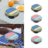 Maxbell Kids Lunch Box Cutlery Storage Reusable Bento Insulated Lunch Box for Picnic blue three grids
